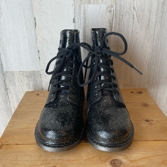 Sam Edelman Circus Translucent Black Glitter Quinn Rubber Combat Boots Size: 7 - Picture 9 of 15